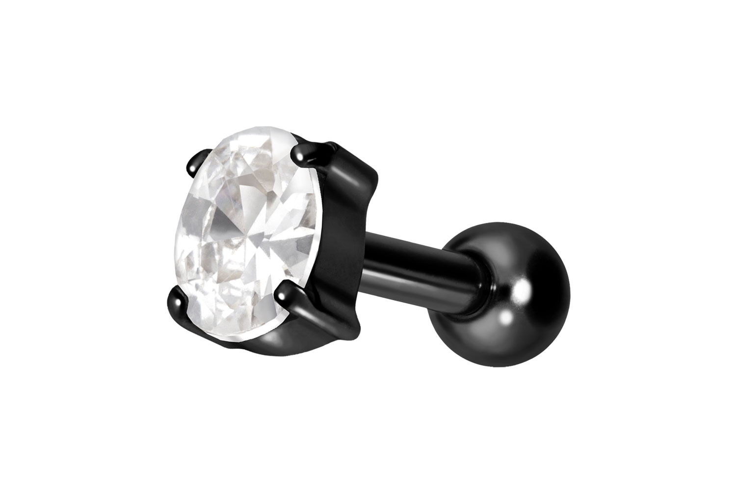 Titanium ear piercing with internal thread SET CRYSTAL OVAL