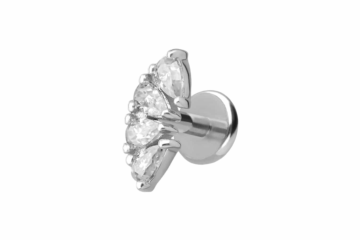 Titanium labret with internal thread + 925 silver attachment MOISSANITE ARCH