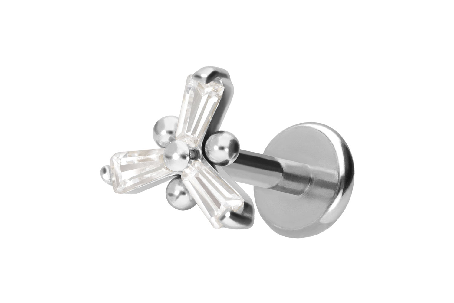 Titanium labret with push fit CRYSTAL FLOWER