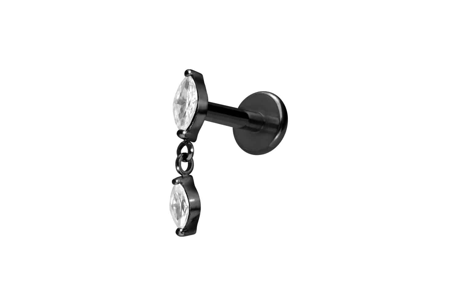 PIERCINGLINE Piercing Stecker Titan Labret mit Innengewinde 2 KRISTALLTROPFEN - Bild 24 von 37