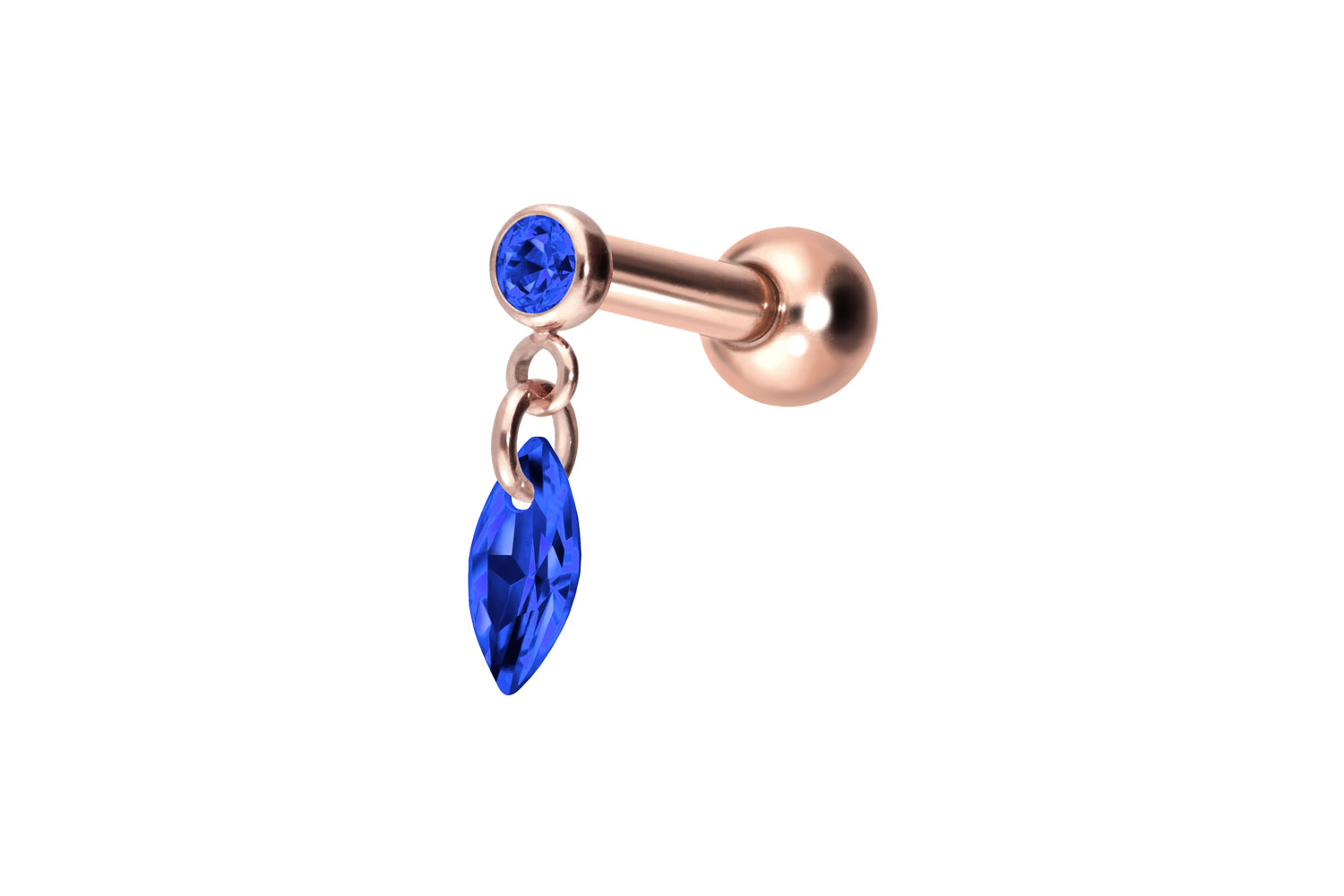 Titanium ear piercing with internal thread CRYSTAL OVAL