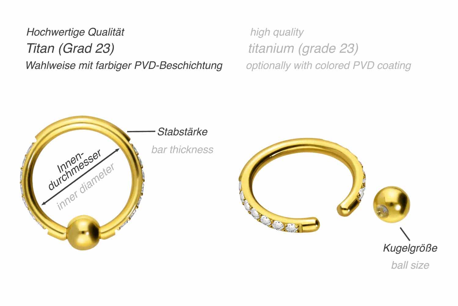 Titan Klemmkugelring EINGEFASSTE KRISTALLE
