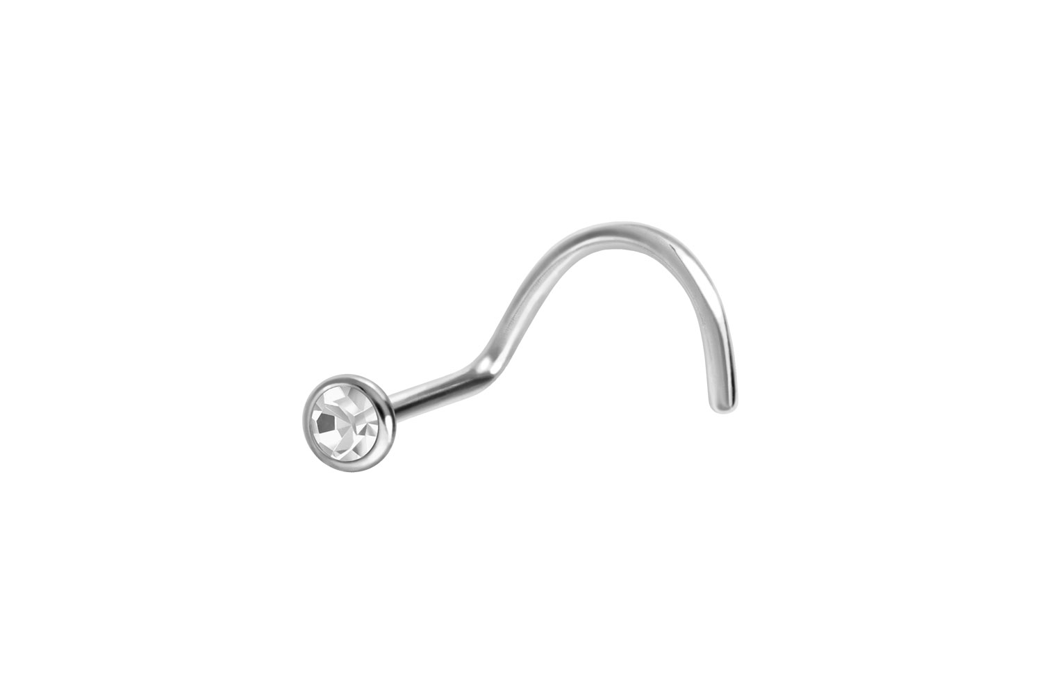 Chirurgenstahl Nasenstecker Spirale FLACHER KRISTALL