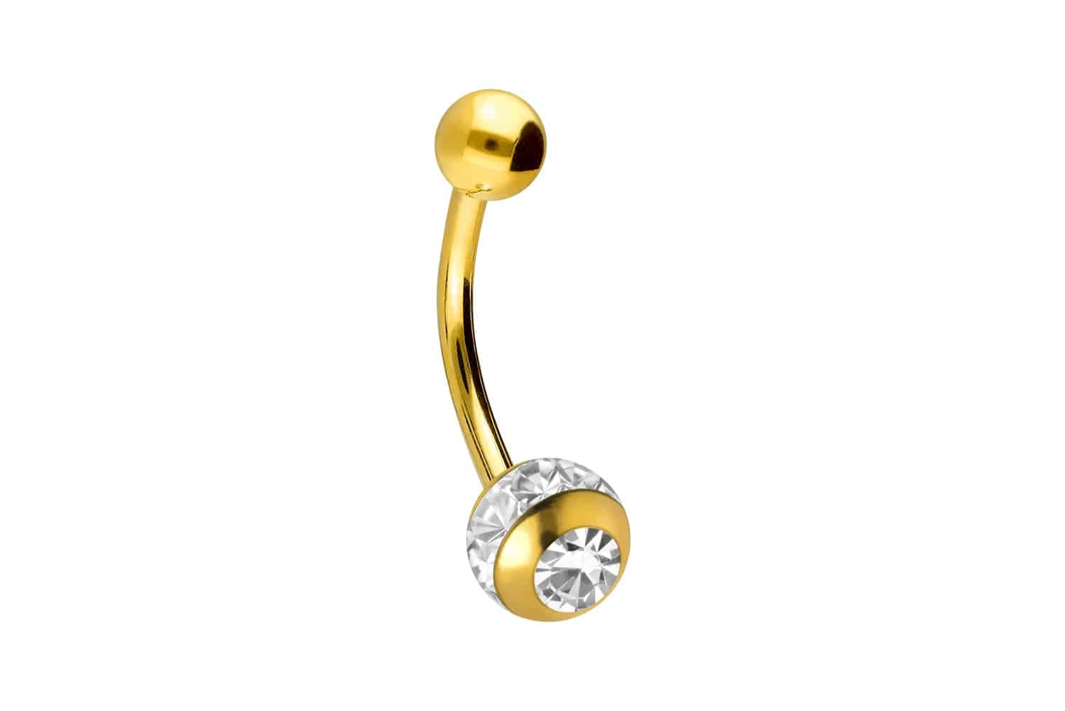 Surgical steel bananabell EPOXY RING BALL + CRYSTAL + SURGICAL STEEL BALL