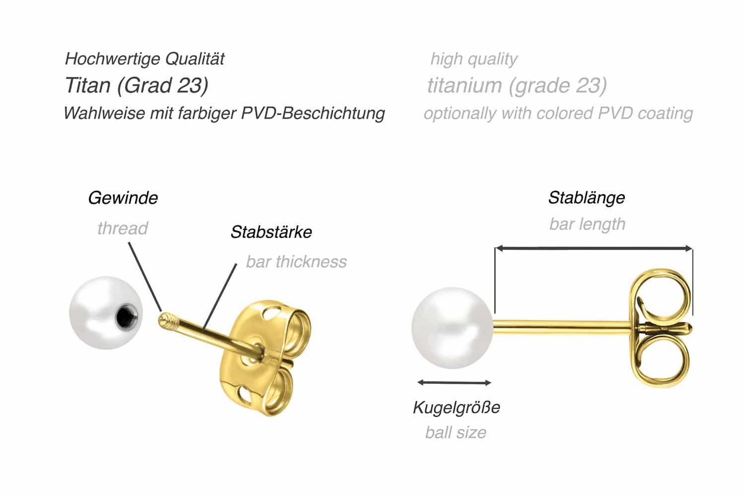 Titan Ohrstecker ECHTE FRISCHWASSERPERLE