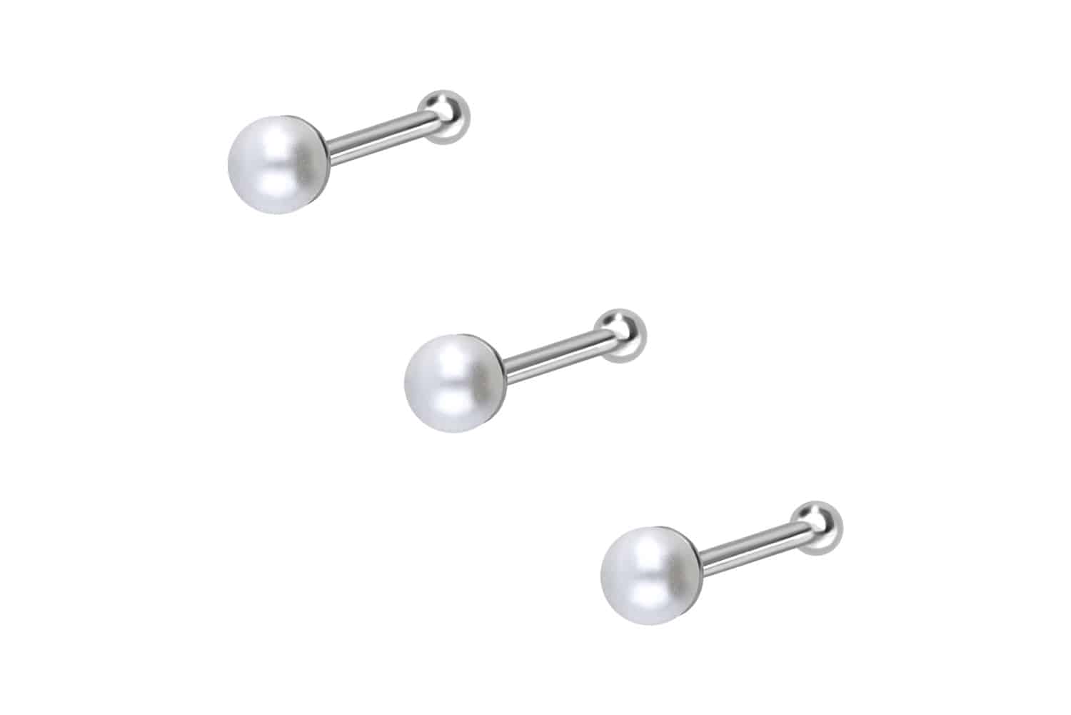 SET 925er Silber Nasenstecker Pin SYNTHETISCHE PERLE SET 925er Silber Nasenstecker Pin SYNTHETISCHE PERLE