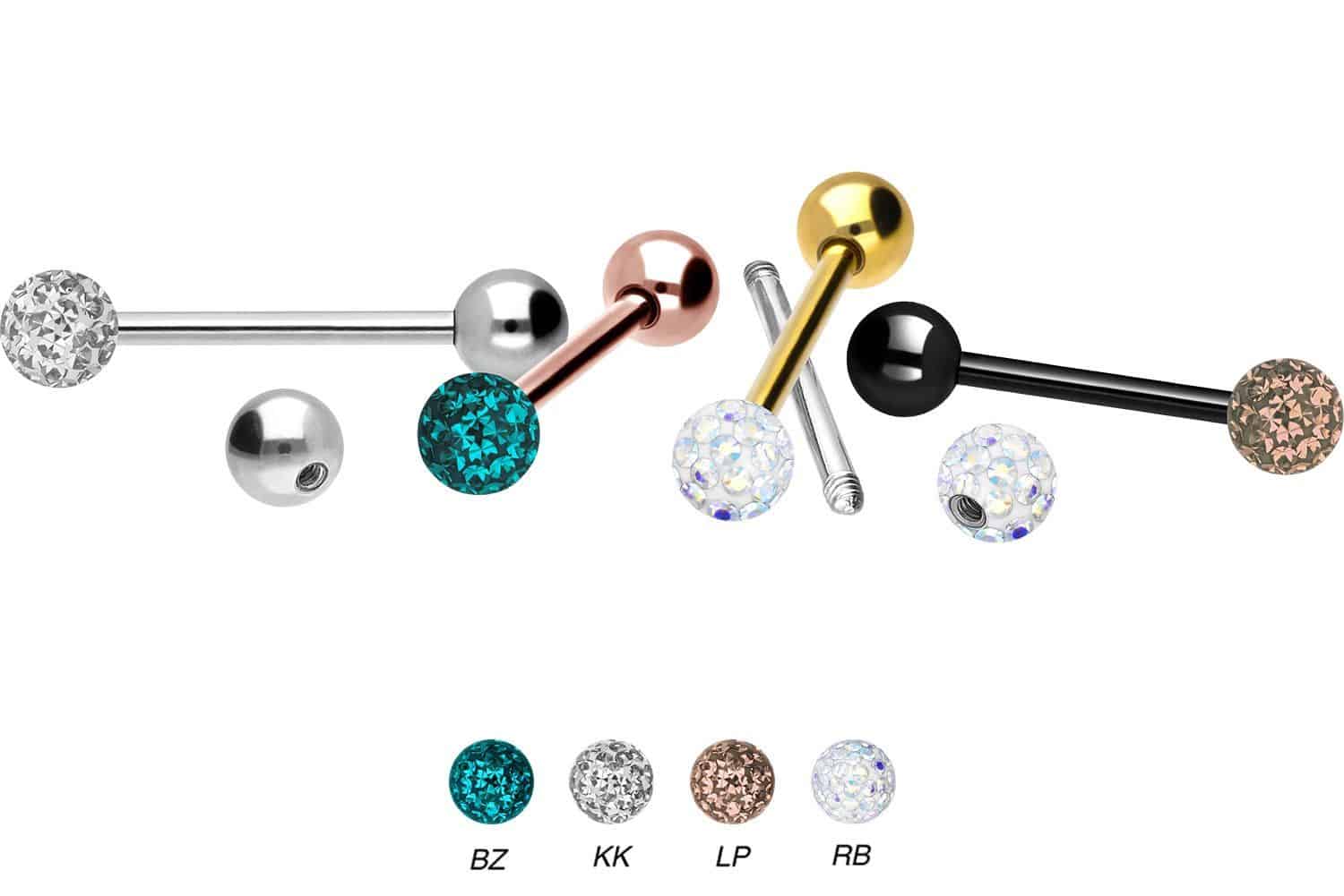 Surgical steel barbell EPOXY + SURGICAL STEEL BALL