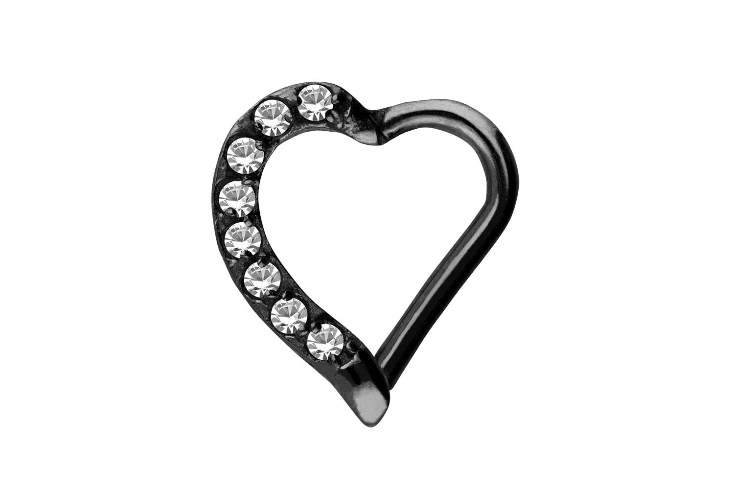 Surgical steel clicker HEART + SETTED CRYSTALS
