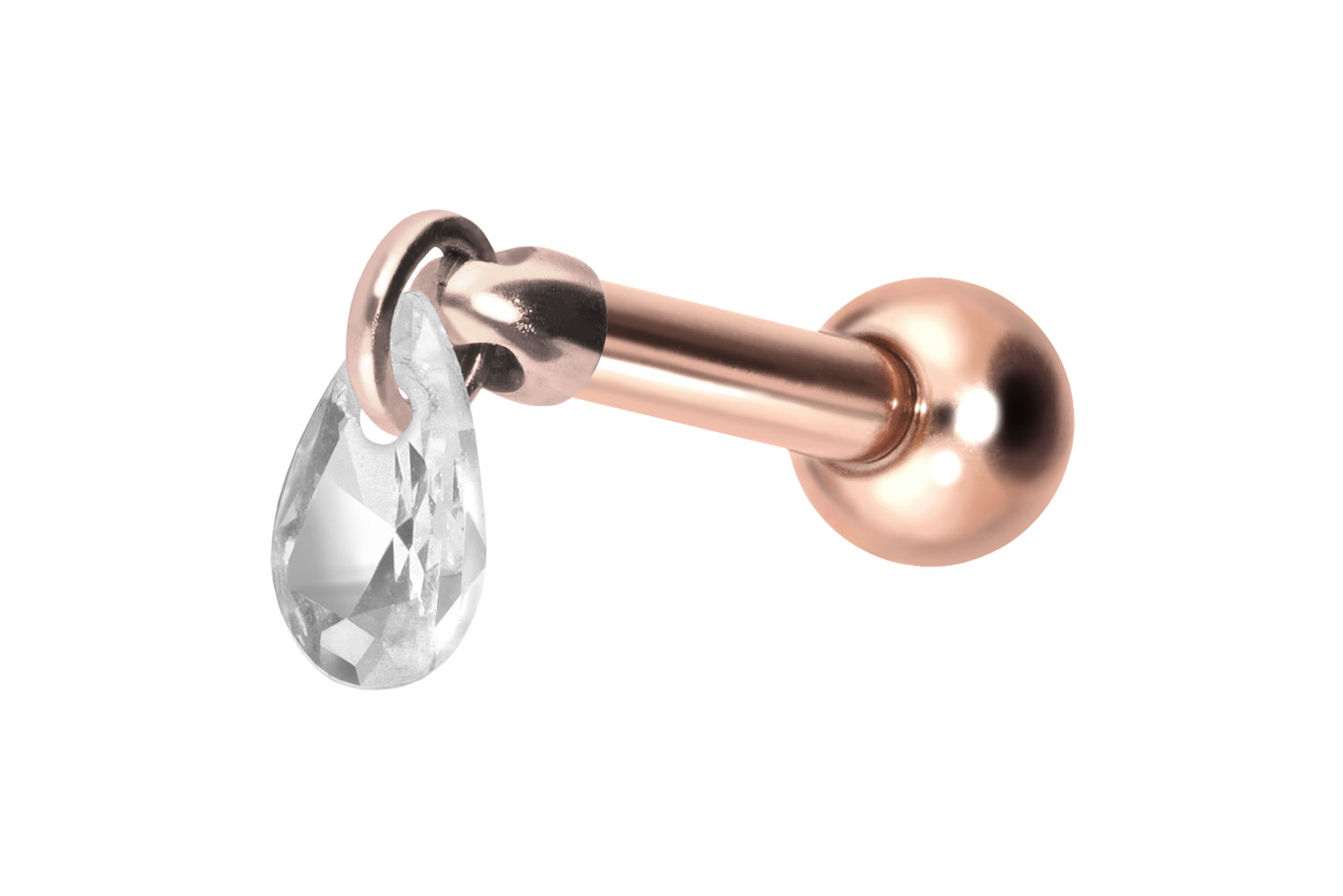 Titan Ohrpiercing mit Innengewinde KRISTALLTROPFEN