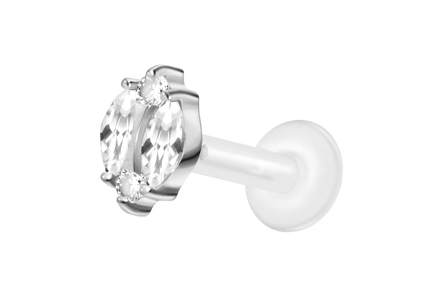 PTFE Labret mit Innengewinde + Titan-Aufsatz KRISTALLORNAMENT