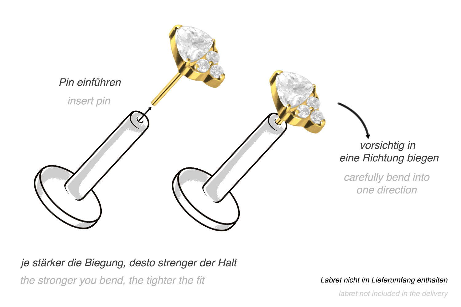 Titan Aufsatz mit Push Pin EINGEFASSTE KRISTALLE