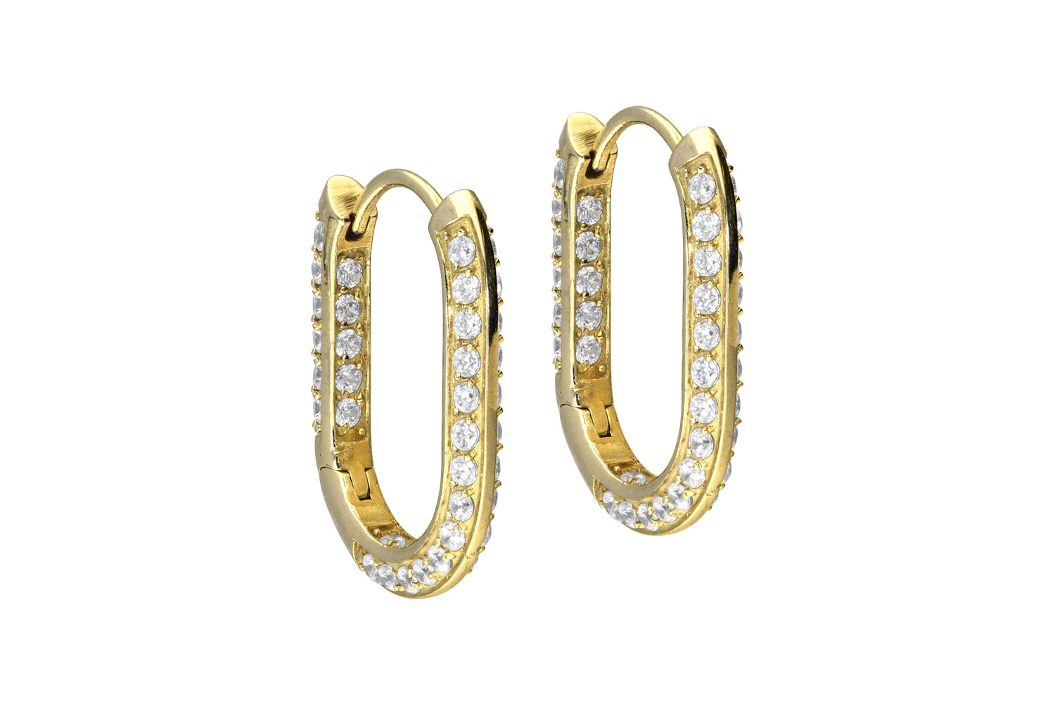 Surgical steel ear clicker creoles OVAL + CRYSTAL BORDER