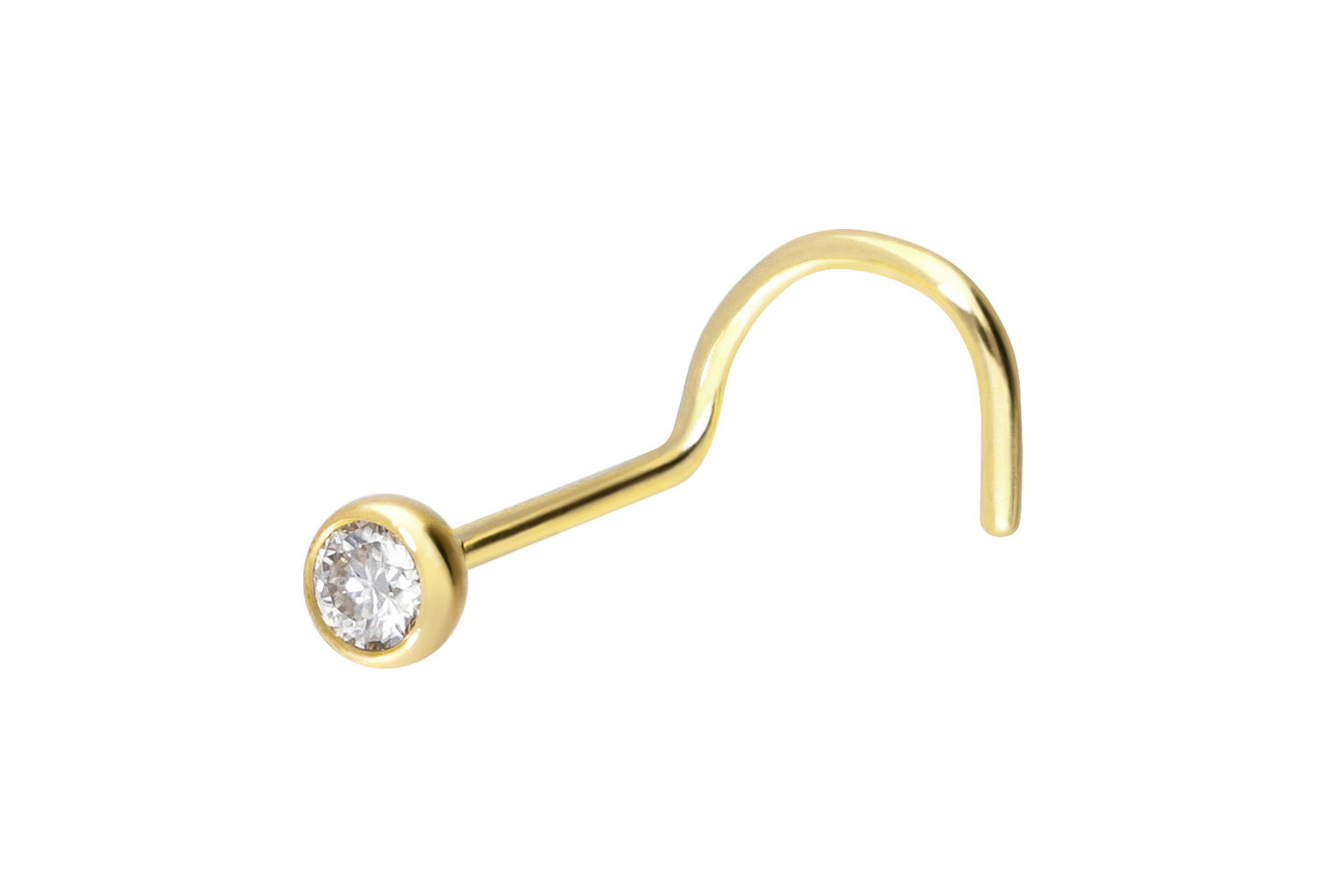 14/18 Karat Gold Nasenstecker Spirale MOISSANIT