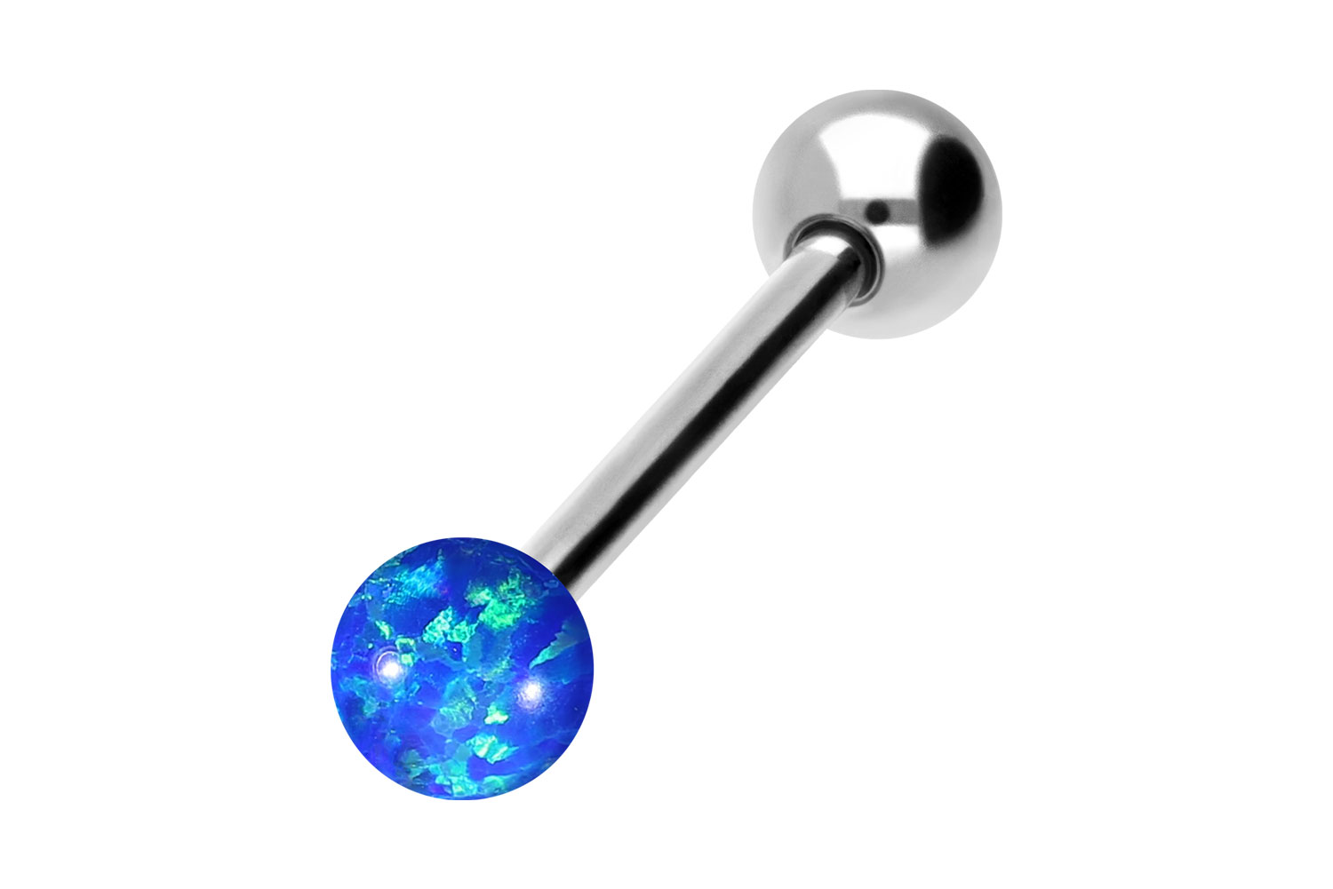 Chirurgenstahl Barbell SYNTHETISCHER OPAL + CHIRURGENSTAHL-KUGEL