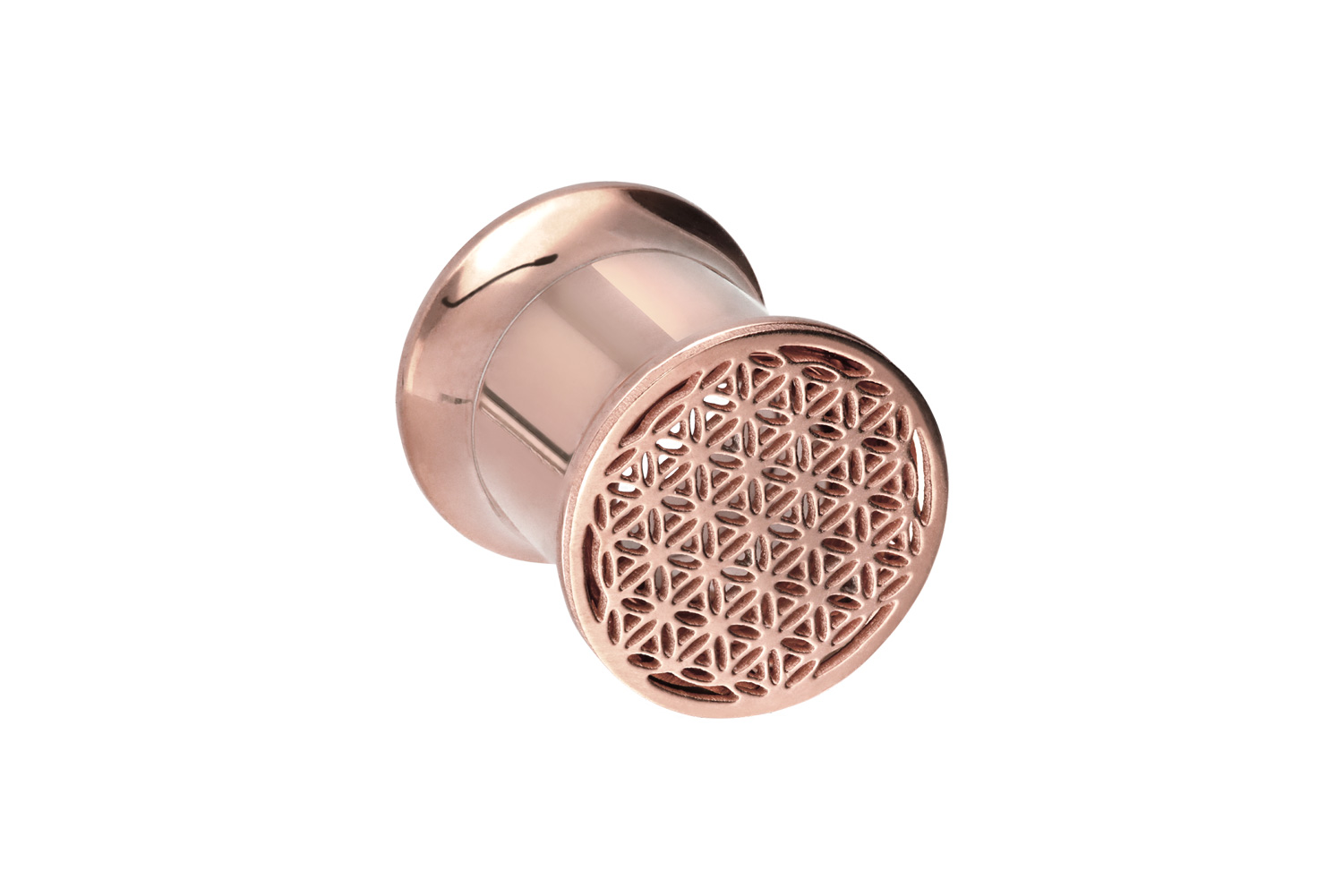 Surgical steel double flared tunnel FLOWER OF LIFE