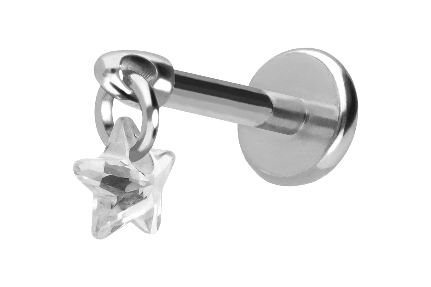Titanium labret with push fit CRYSTAL STAR