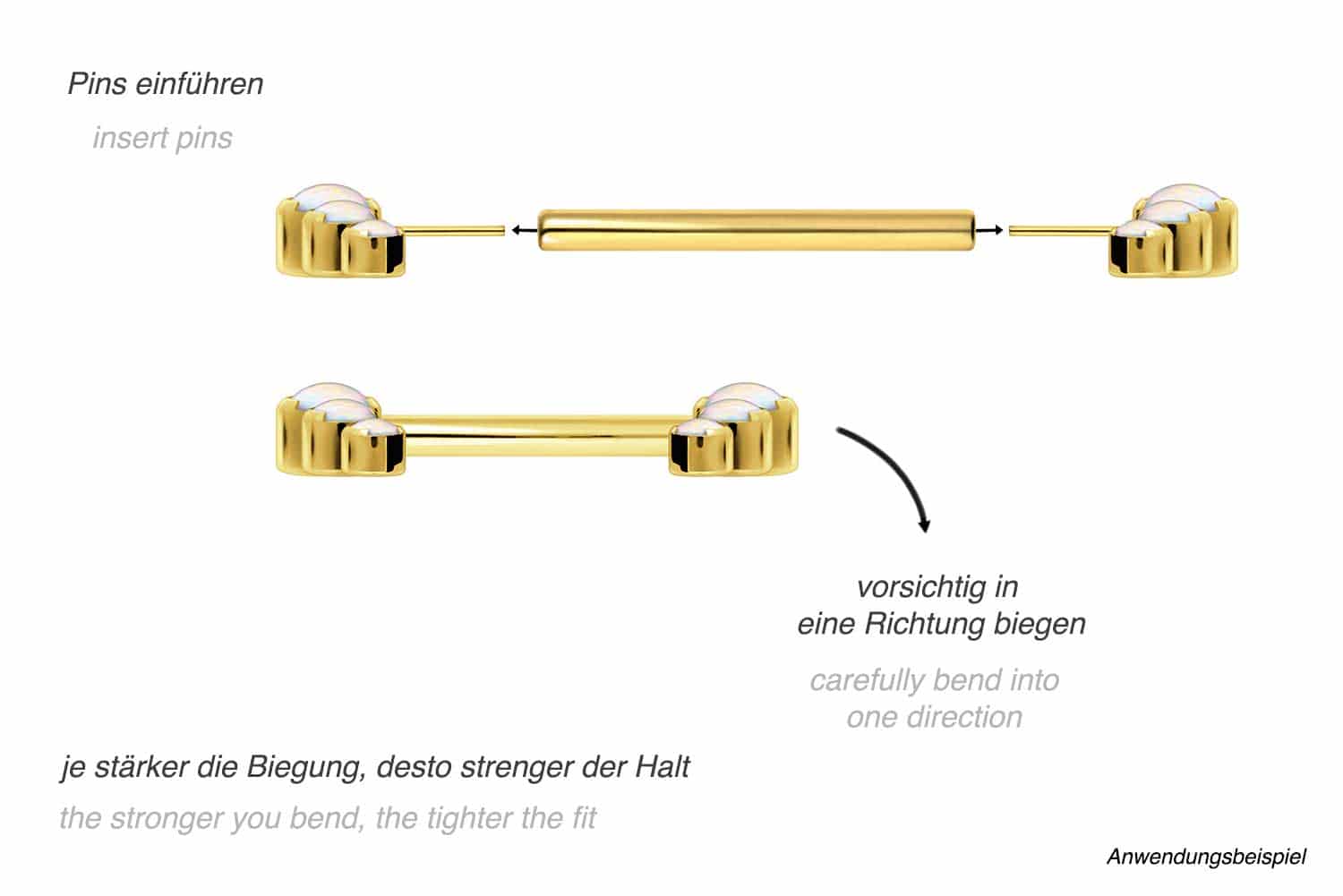 Titanium barbell with push fit 5 SYNTHETIC OPALS