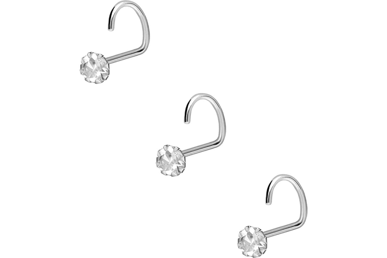 SET 925 silver nose stud spiral SETTED CRYSTAL