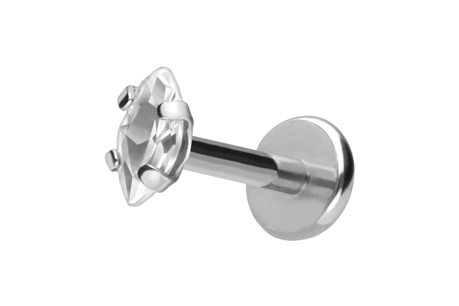Titan Labret mit Push Fit EINGEFASSTER KRISTALLTROPFEN