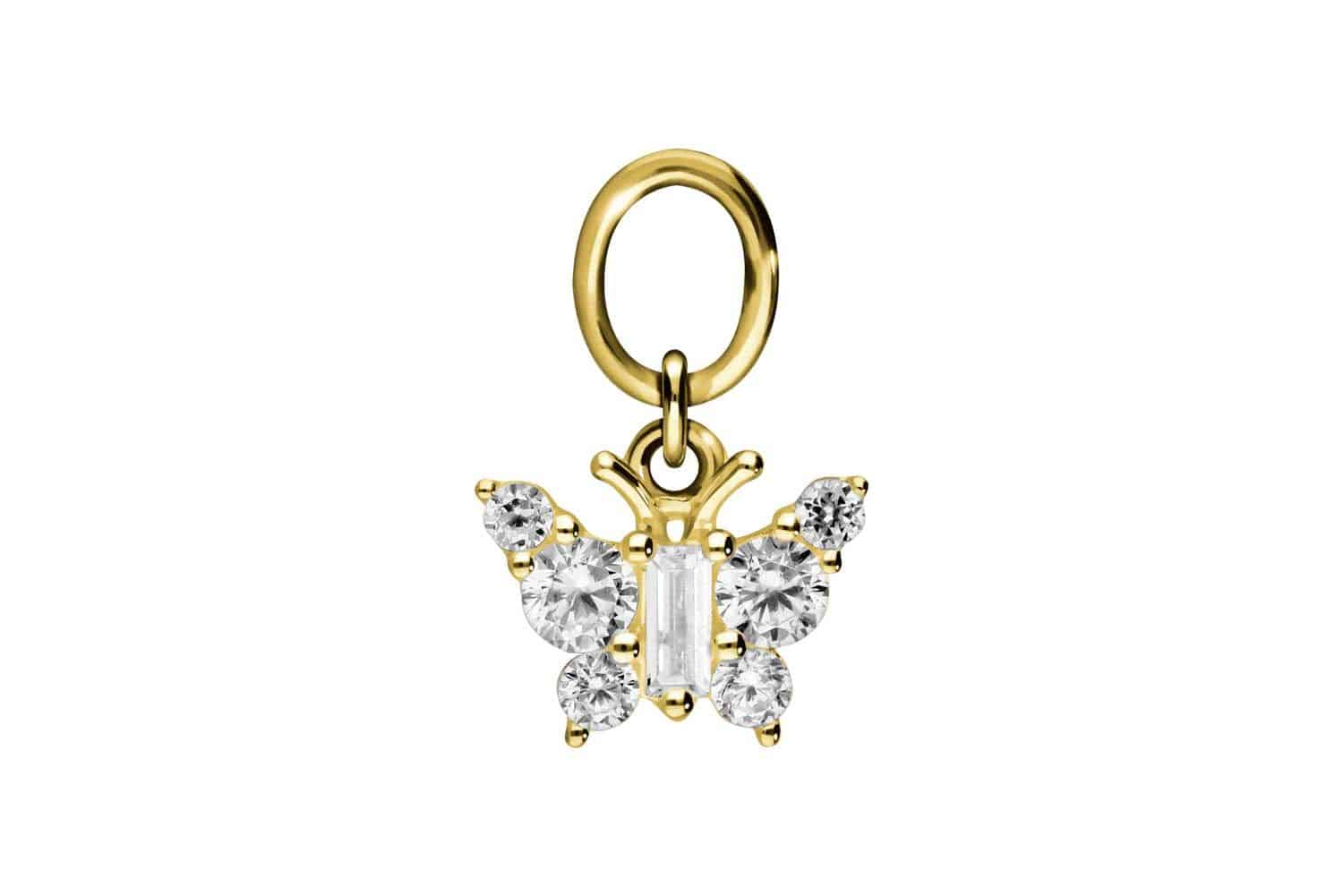 18 carat gold pendant for clickers CRYSTAL BUTTERFLY