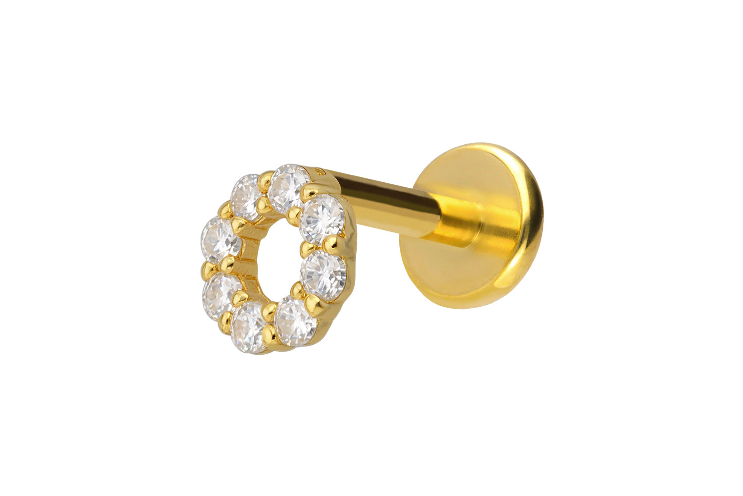 Titanium labret with internal thread + 925 silver attachment MOISSANITE CIRCLE