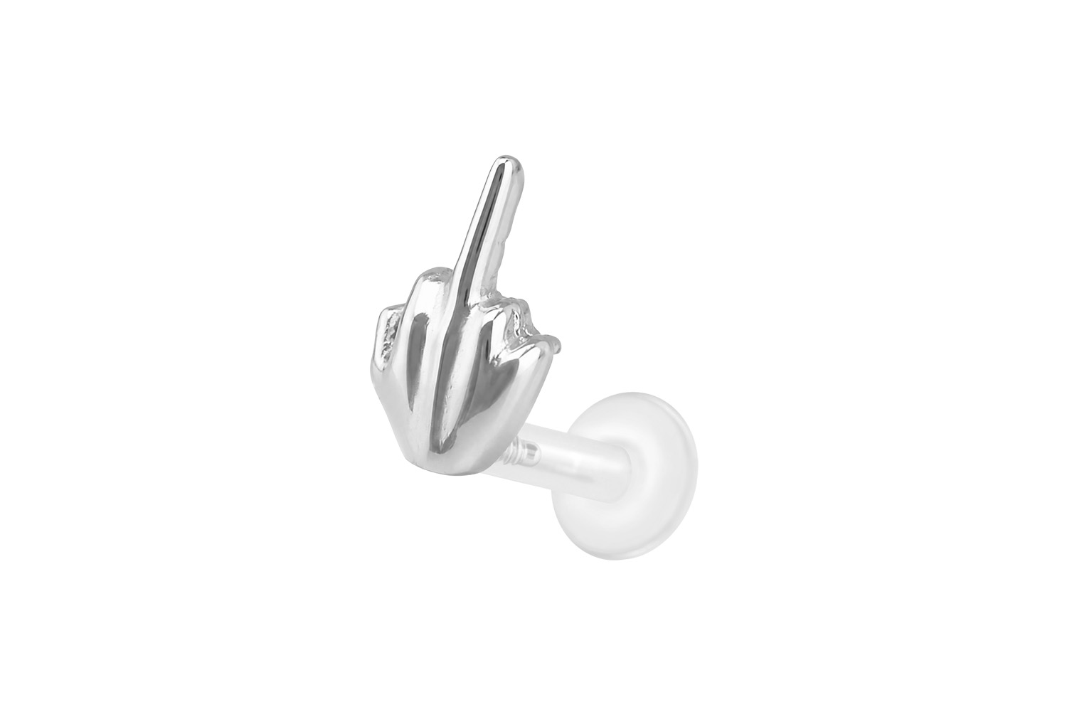PTFE labret with internal thread + titanium attachment MIDDLE FINGER