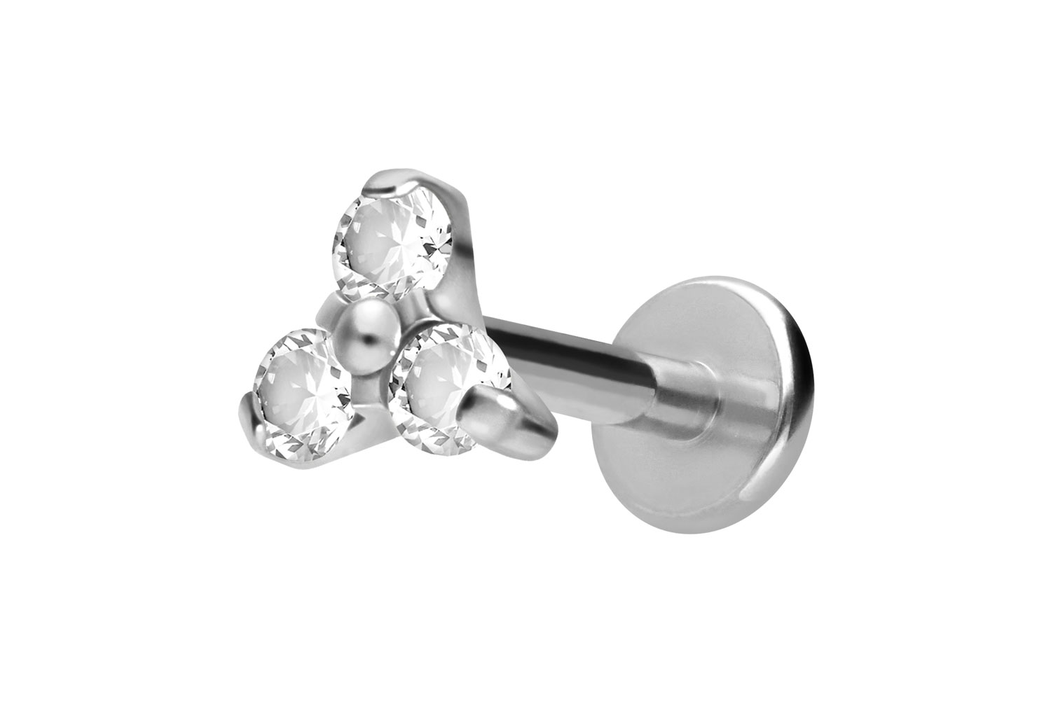 Titan Labret mit Innengewinde KRISTALLBLUME