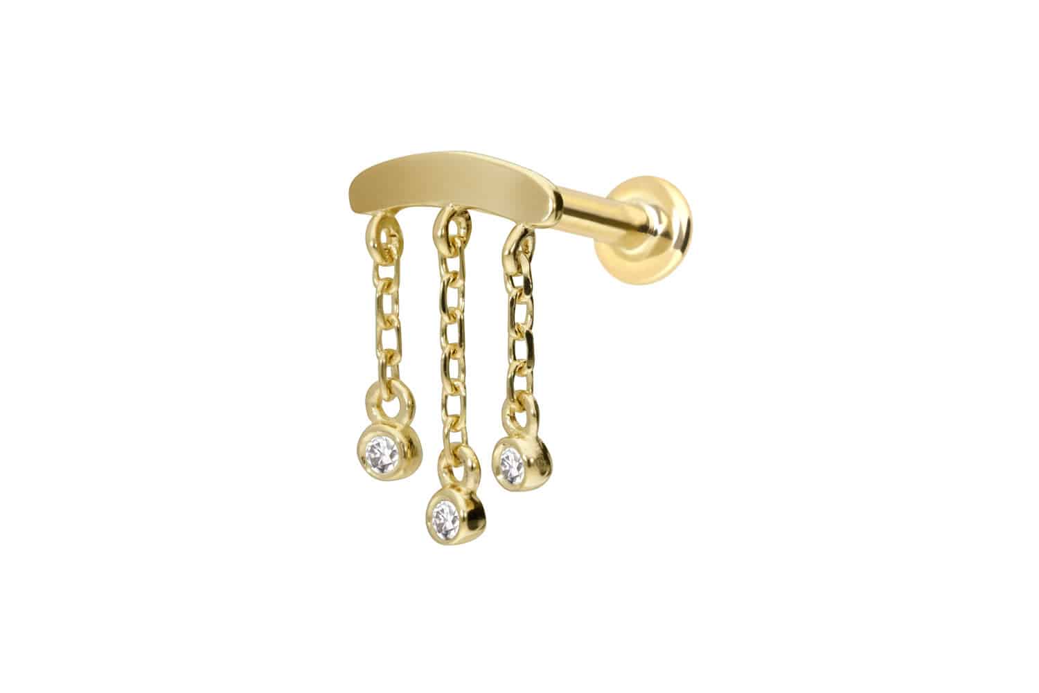 14 Karat Gold Labret mit Innengewinde MOISSANIT-WINDSPIEL