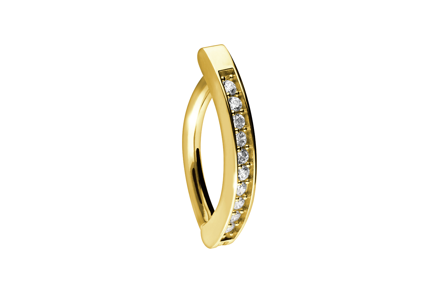 18 Karat Gold Bauchnabelclicker BOGEN + EINGEFASSTE KRISTALLE