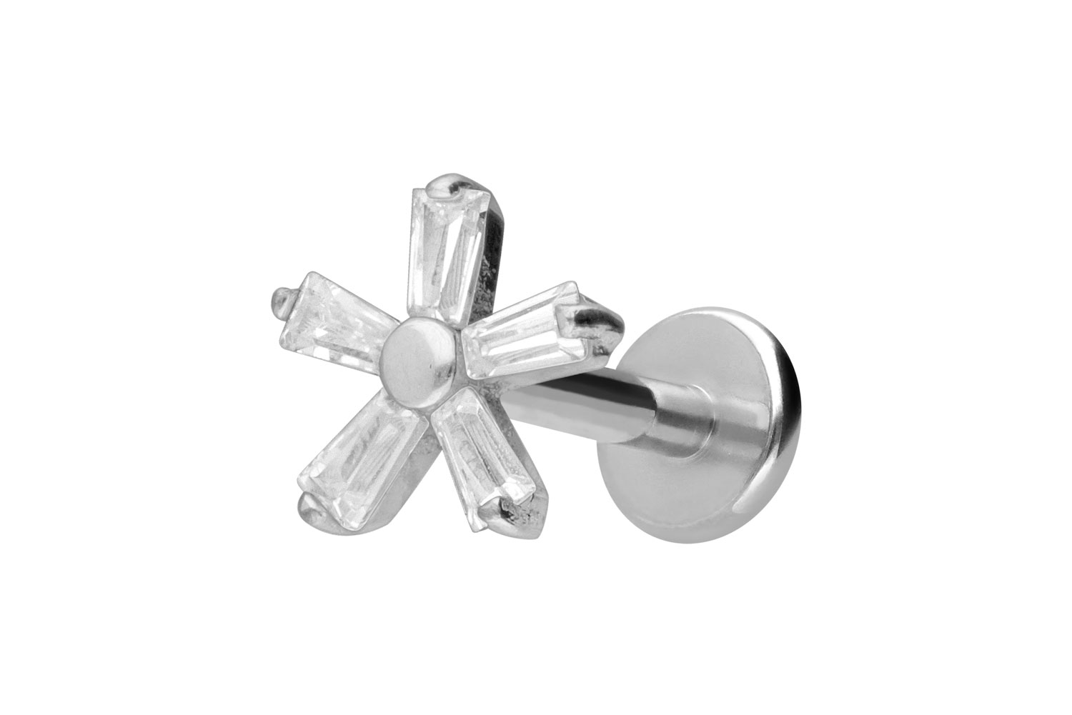 Titan Labret mit Innengewinde KRISTALLBLUME