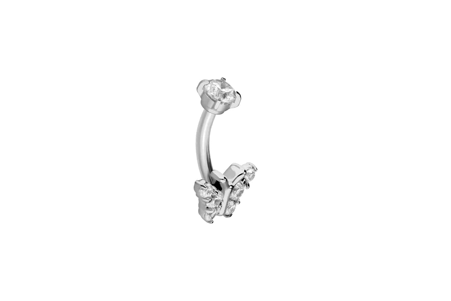 Titanium banana with push fit CRYSTAL BUTTERFLY