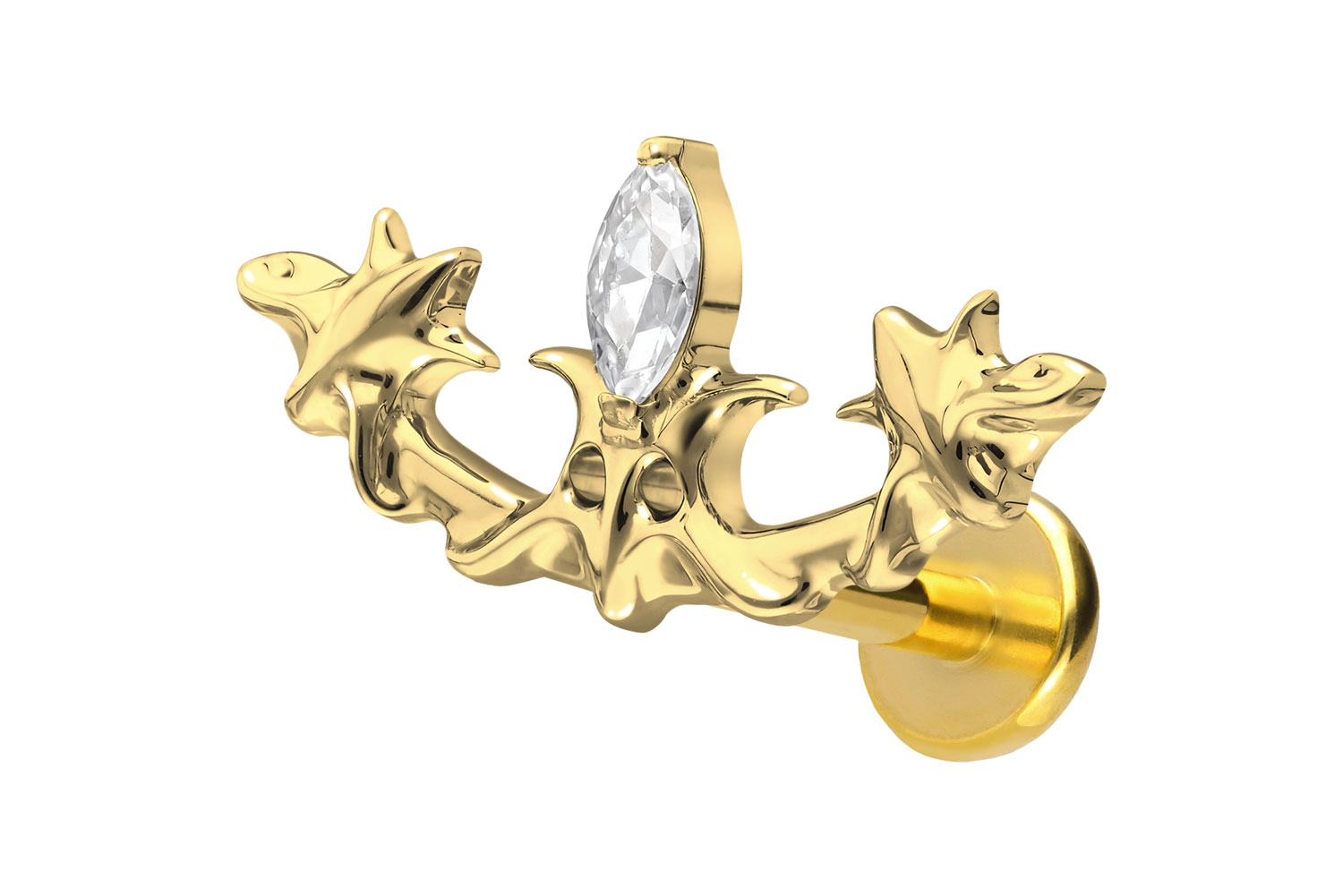 Titanium labret with push fit GOTHIC DESIGN