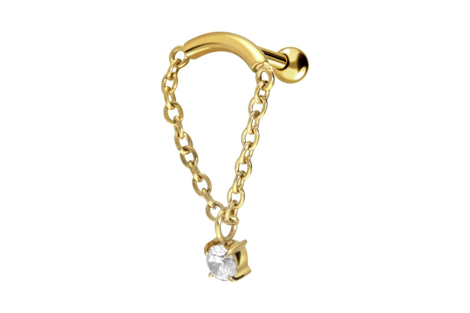 Surgical steel ear piercing ARCH + CHAIN + CRYSTAL