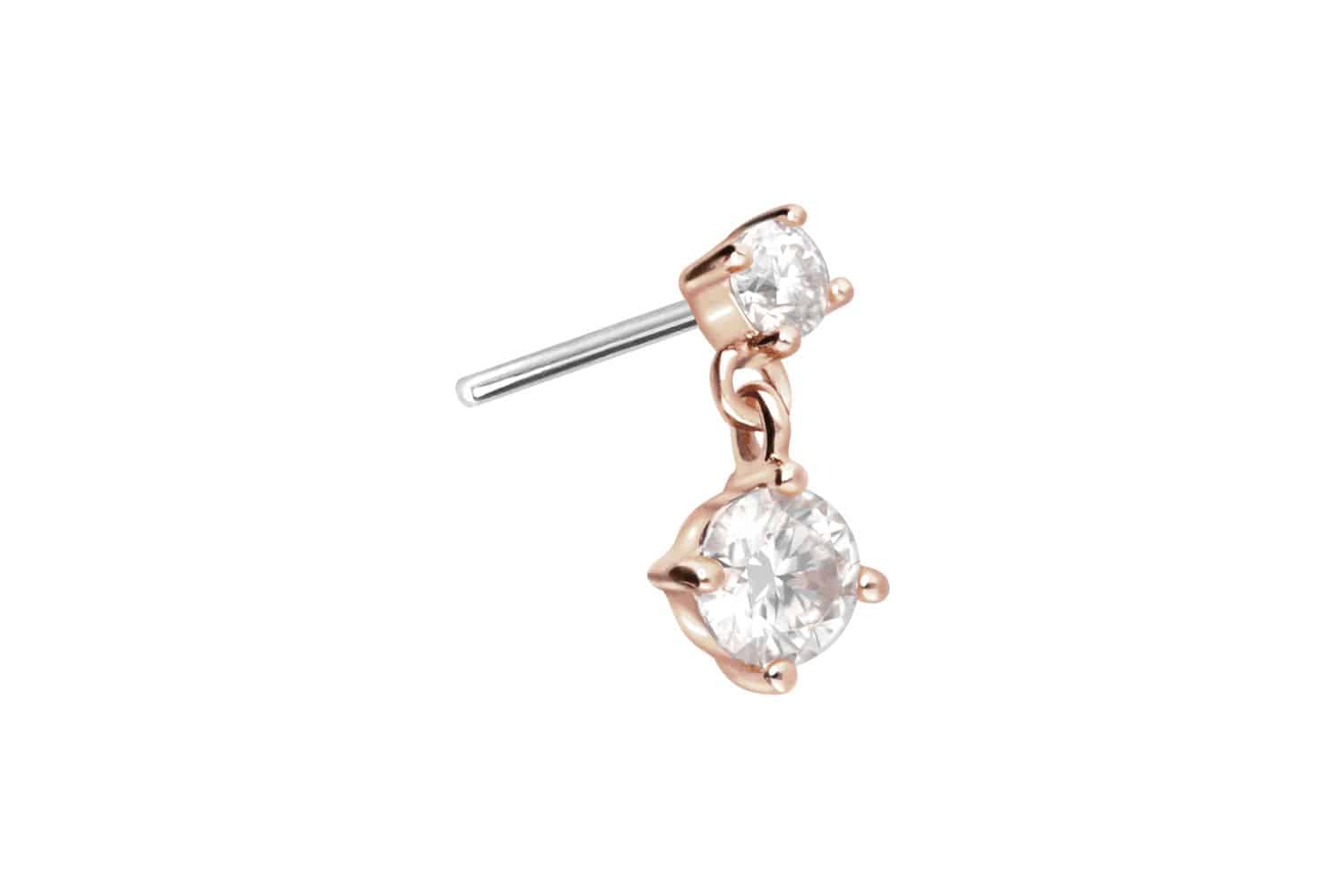 14 Karat Gold Aufsatz mit Titan Push Pin 2 MOISSANITE