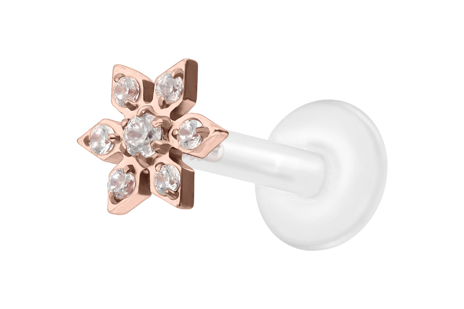 PTFE Labret mit Innengewinde + Titan-Aufsatz KRISTALLBLUME