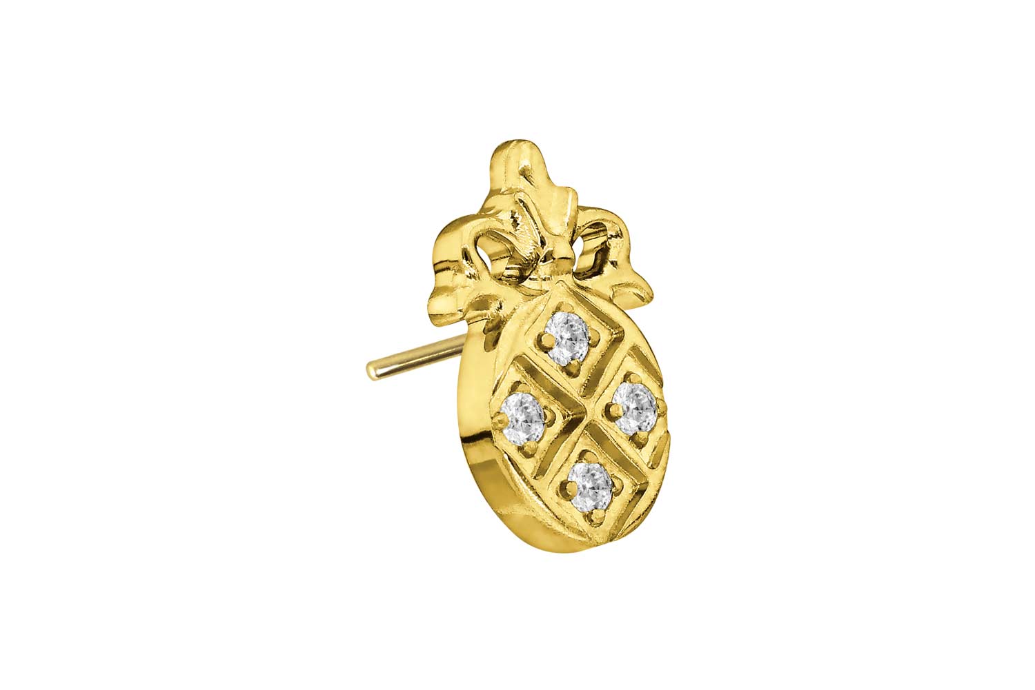 Titanium attachment with push pin CRYSTAL PINEAPPLE
