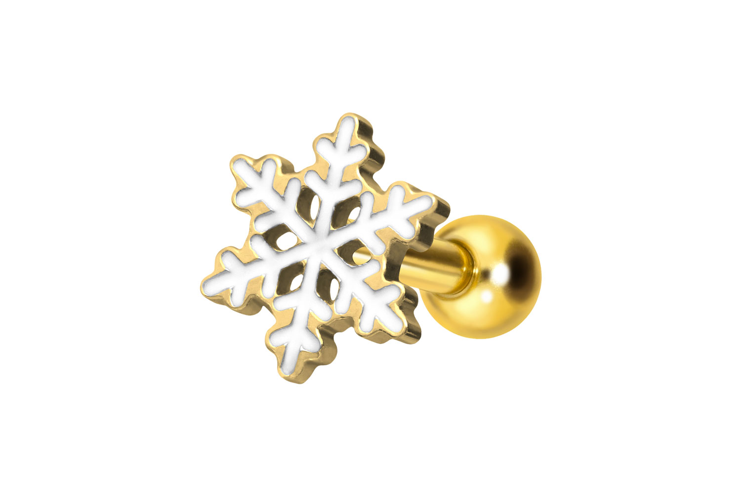 Titanium ear piercing with internal thread SNOWFLAKE