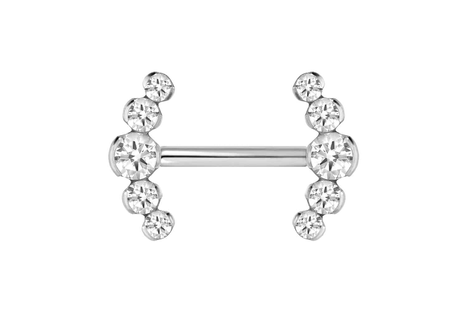 Titanium barbell with push fit 5 CRYSTALS