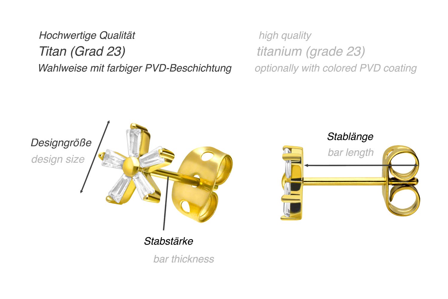 Titan Ohrstecker KRISTALLBLUME