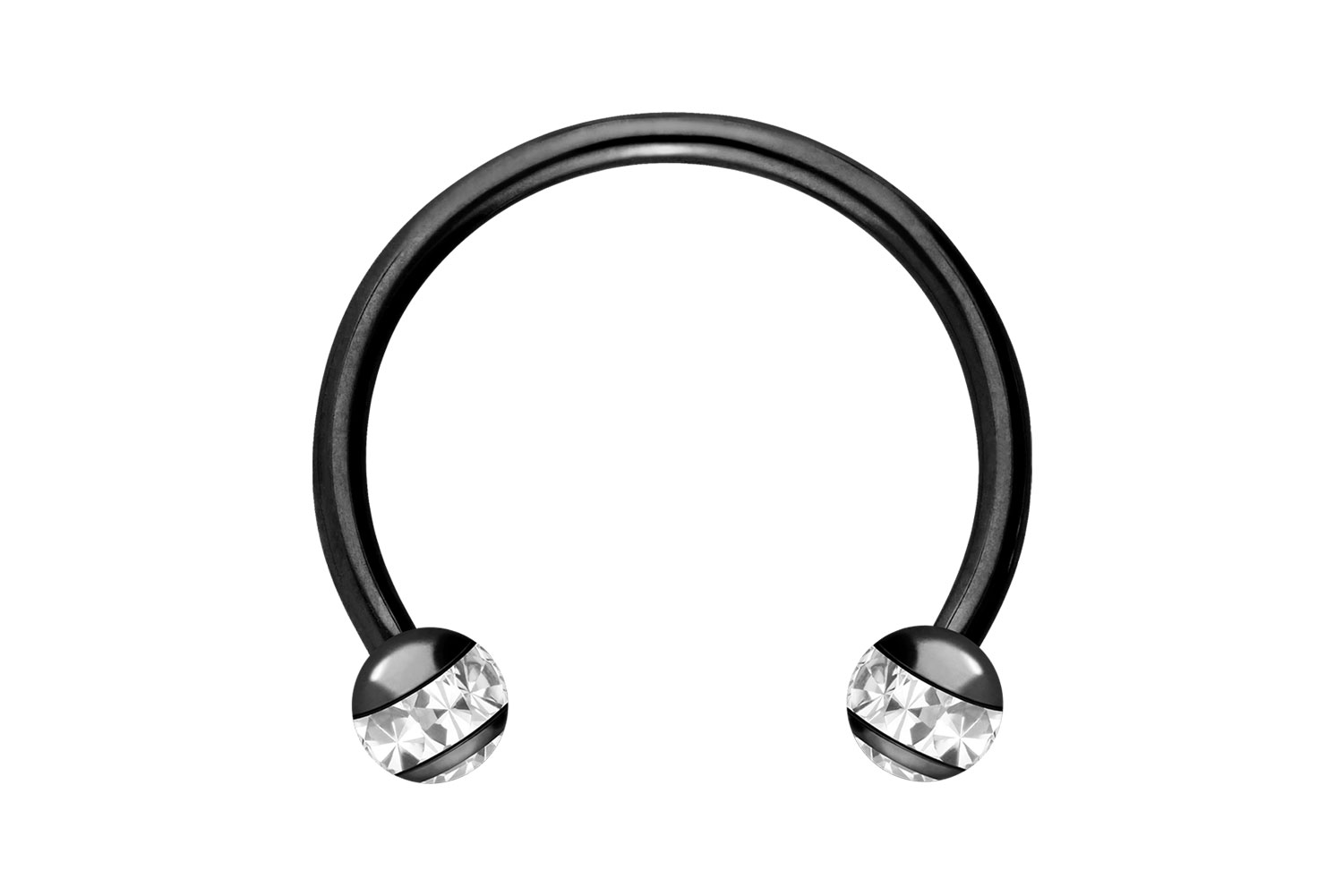 Surgical steel circular barbell EPOXY RING BALLS + CRYSTALS