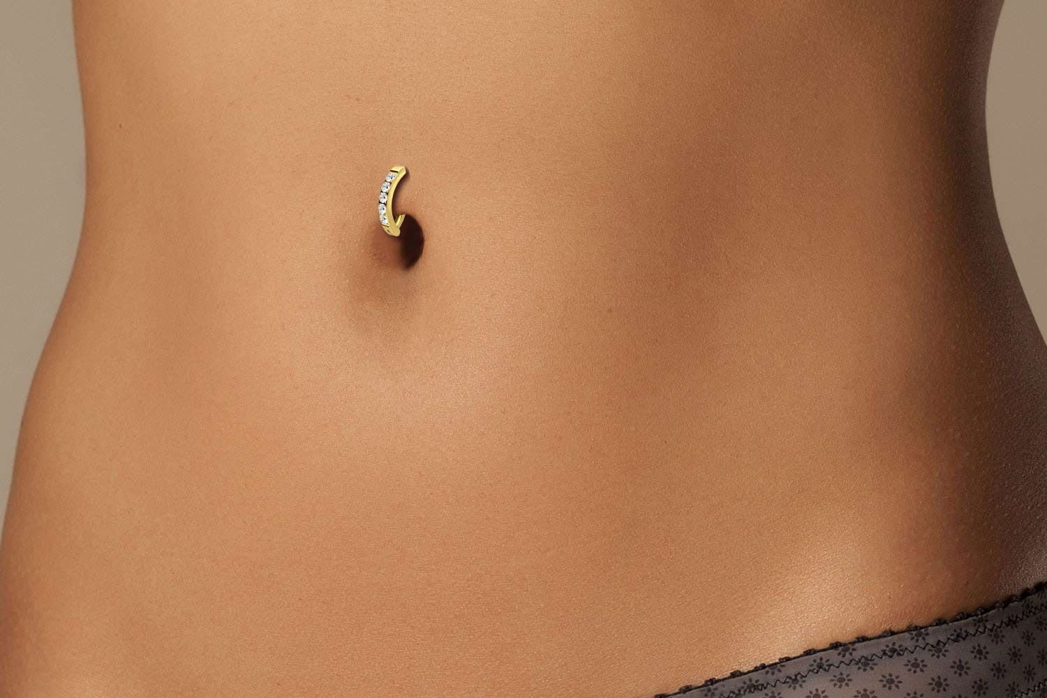 Titanium belly button clicker ARCH + 5 SETTED CRYSTALS