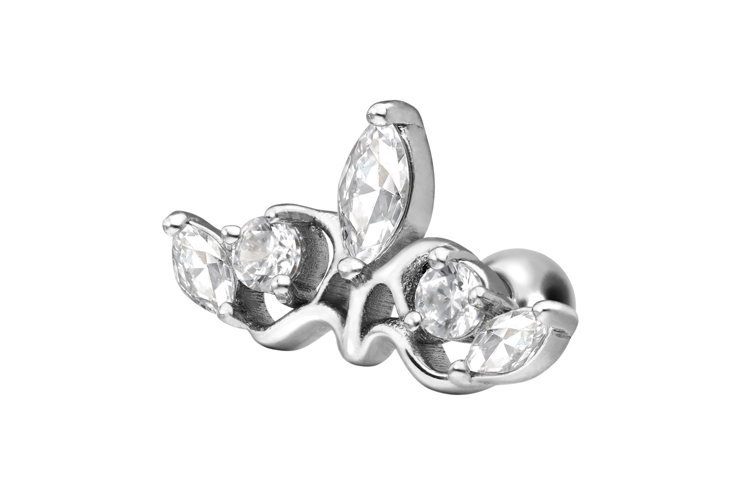 Titanium ear piercing with internal thread GOTHIC CROWN