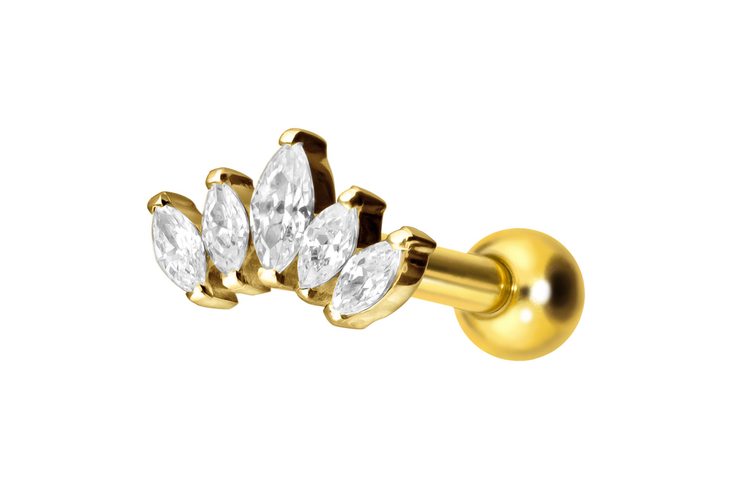 Titanium ear piercing with internal thread LOTUS BLOSSOM