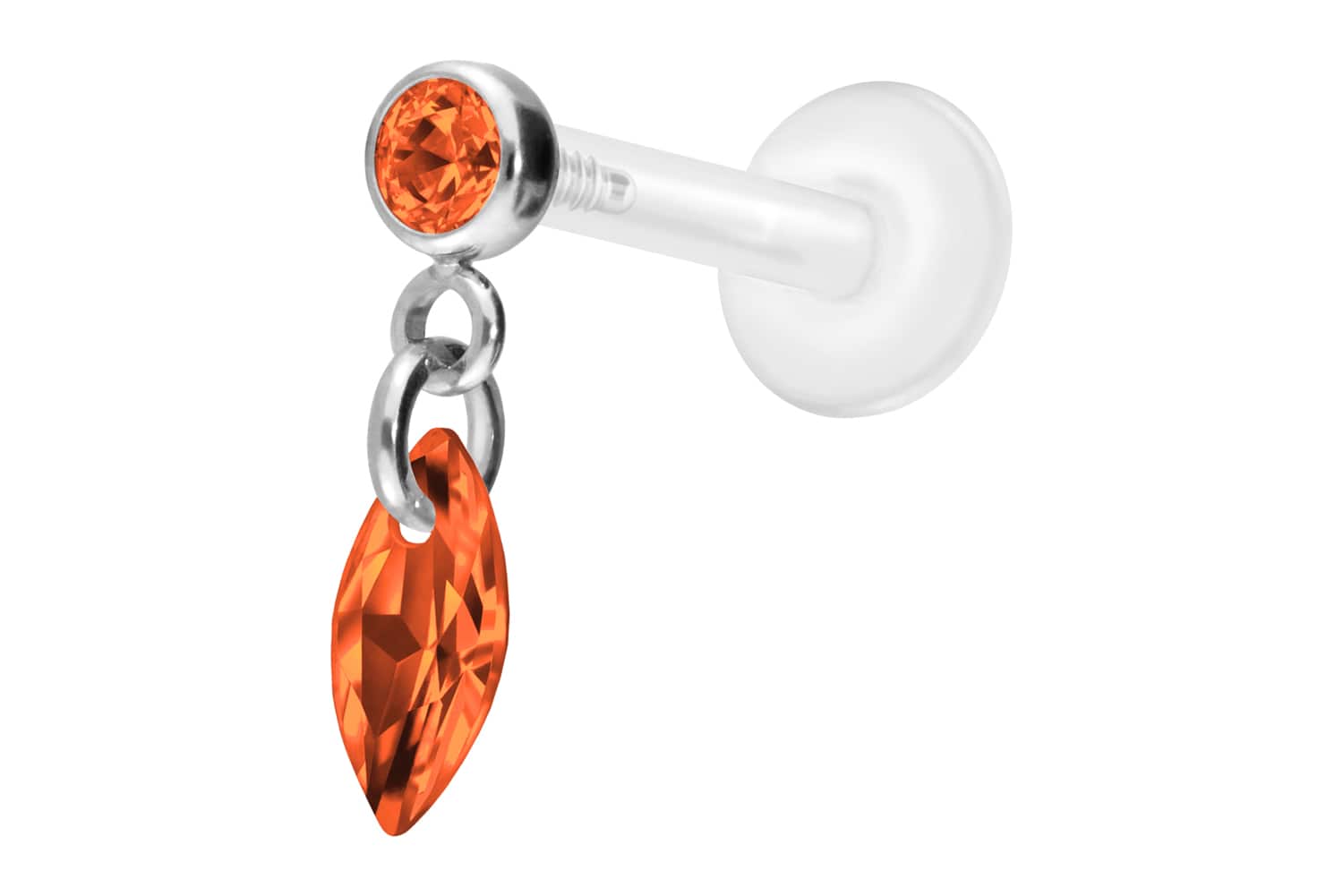 PTFE labret with internal thread + titanium attachment CRYSTAL OVAL