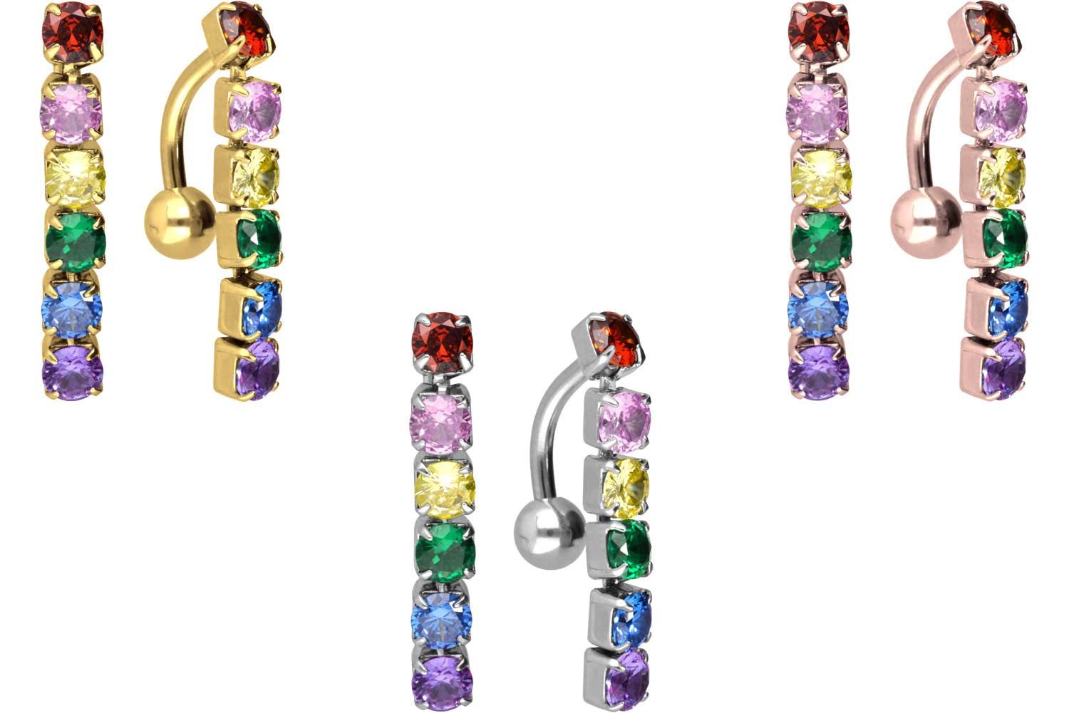 Surgical steel bananabell MULTICOLORED CRYSTAL CHAIN