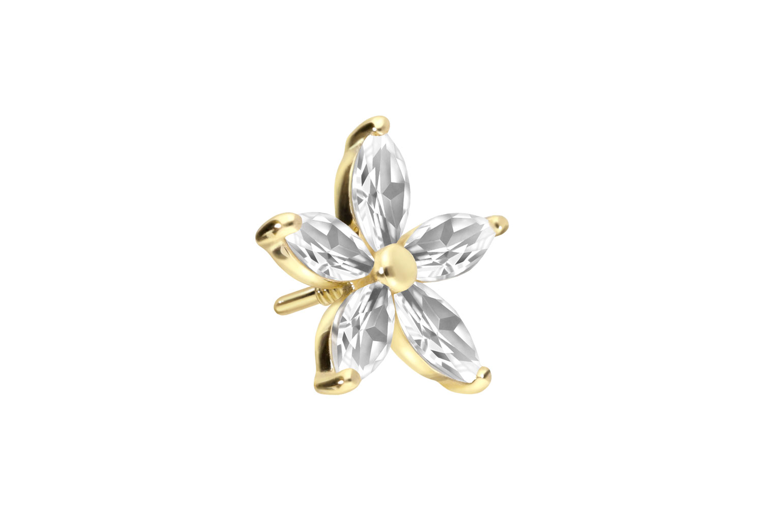 14 Karat Gold Schraubaufsatz mit Außengewinde MOISSANIT-BLUME
