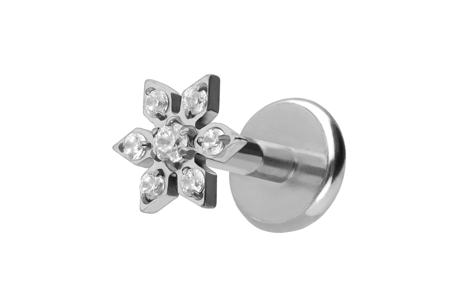 Titanium labret with push fit CRYSTAL FLOWER