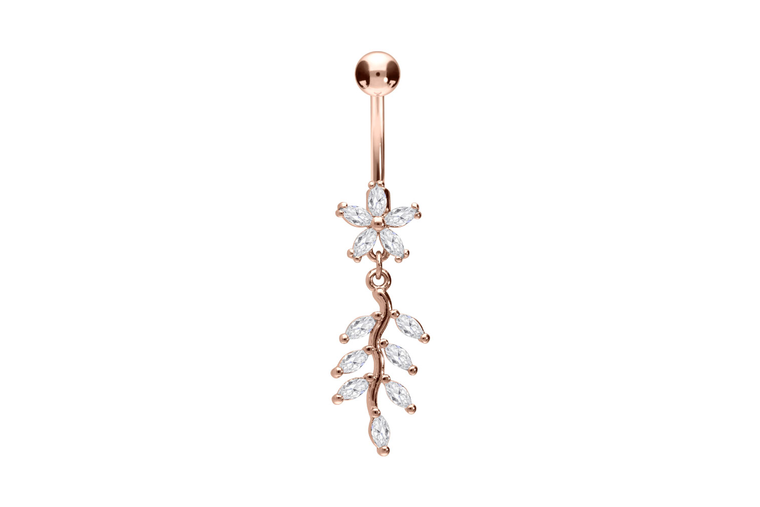 Surgical steel bananabell CRYSTAL FLOWER + CRYSTAL TENDRIL