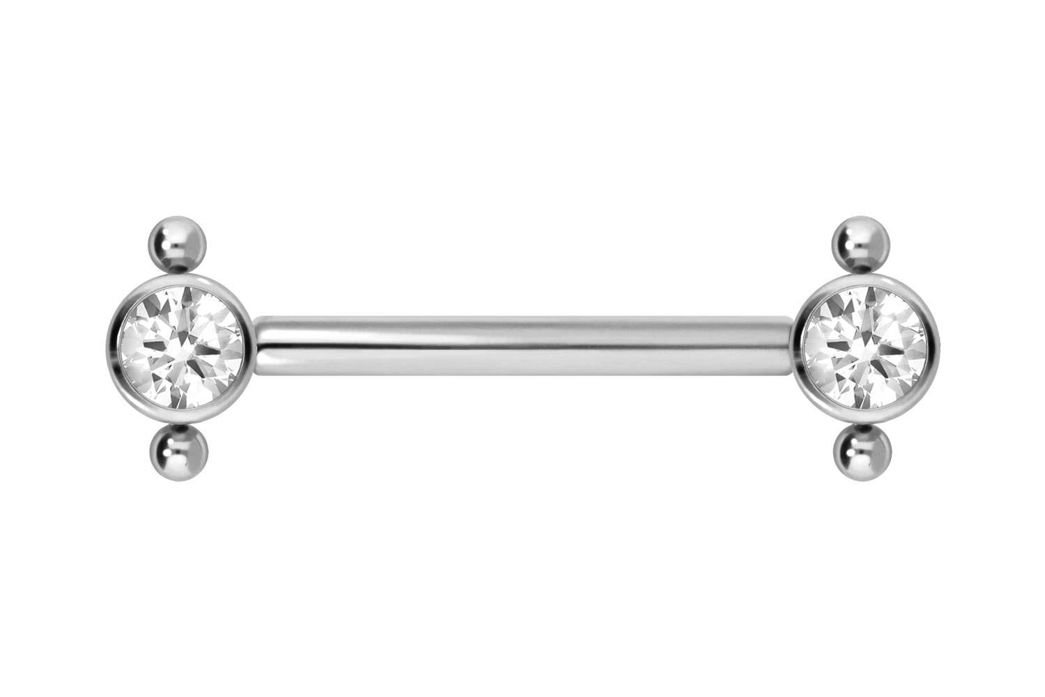Titanium barbell with push fit CRYSTAL + 2 BALLS