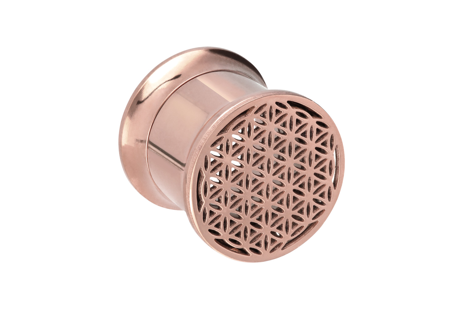 Surgical steel double flared tunnel FLOWER OF LIFE